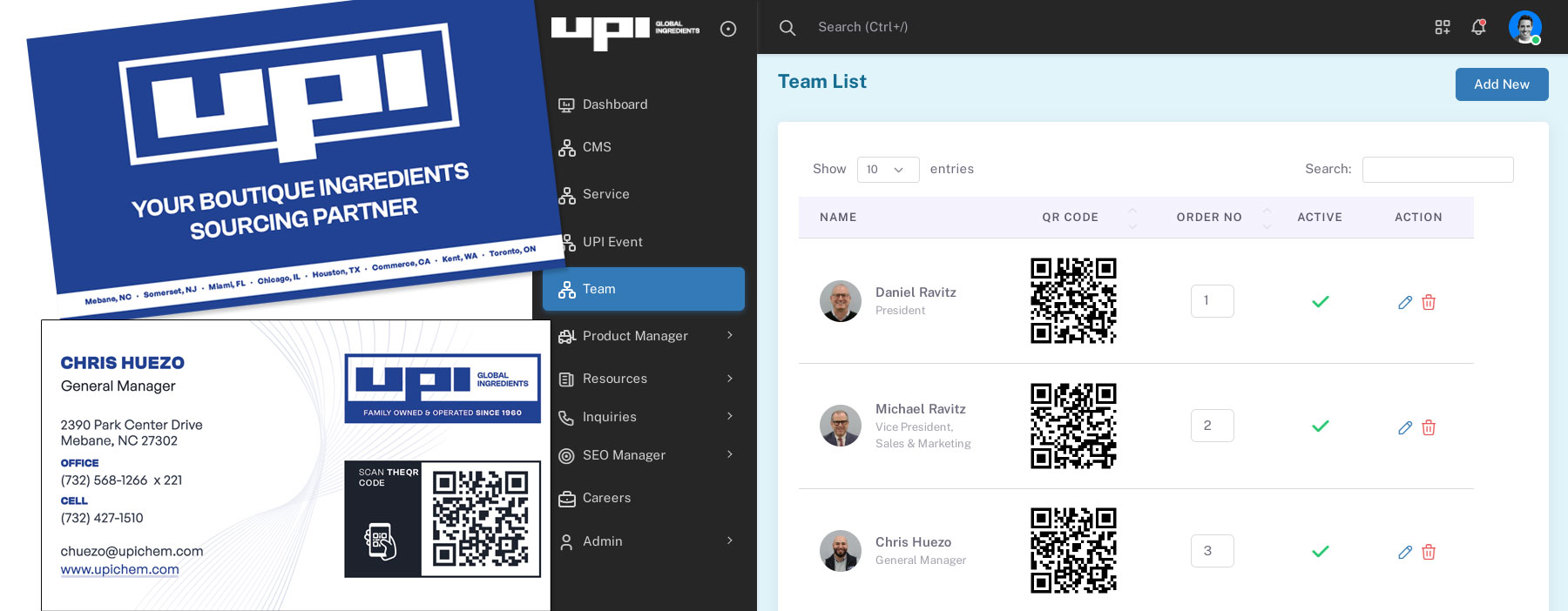 HEXNET business card module CMS